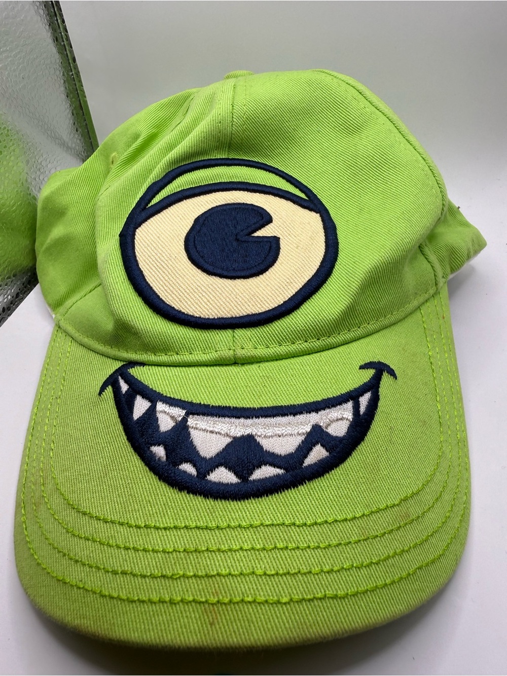 Disney Mike Wazowski Green Kids Hat with Navy and Cream Embroidery